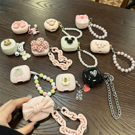 Small pink bow [pink shell] + pink bead bracelet AirPods 2