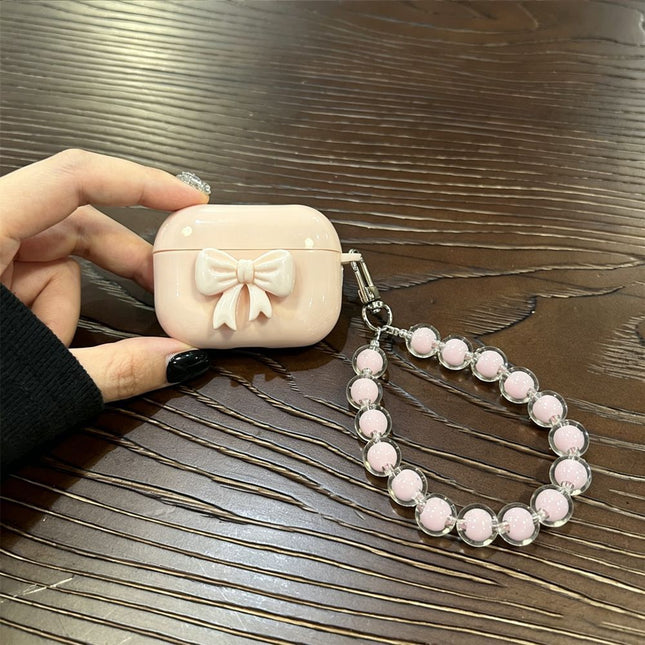 Small pink bow pink shell Plus pink bead bracelet AirPods 3