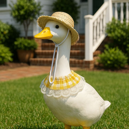 Straw Hat And Yellow Lace Bib