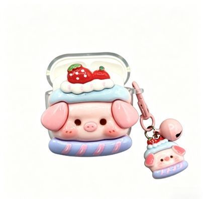 Strawberry Hat Pig Bluetooth Earphone Case Plus pendant AirPods 4