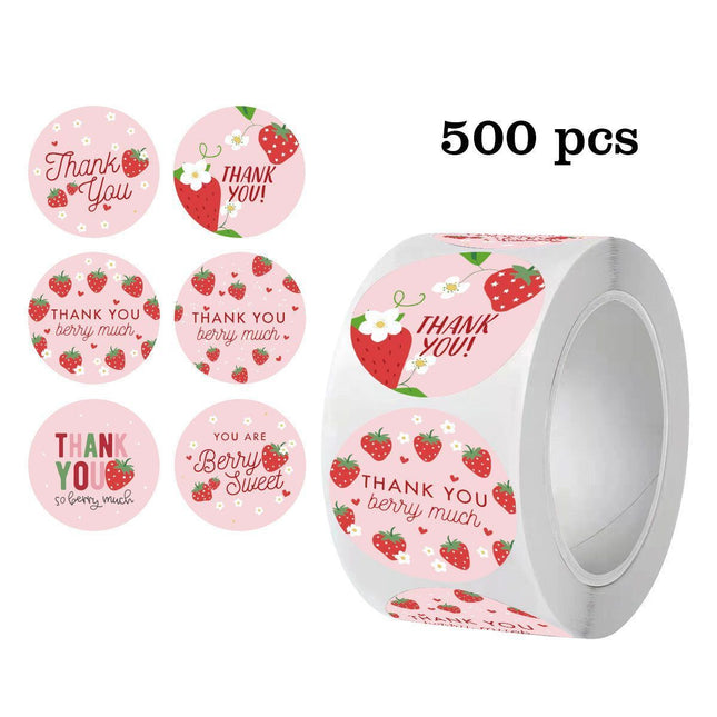 Strawberry Thank You Stickers 38mm 1 and a half inch – product detail