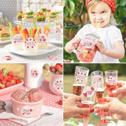 Strawberry Thank You Stickers 38mm 1 and a half inch