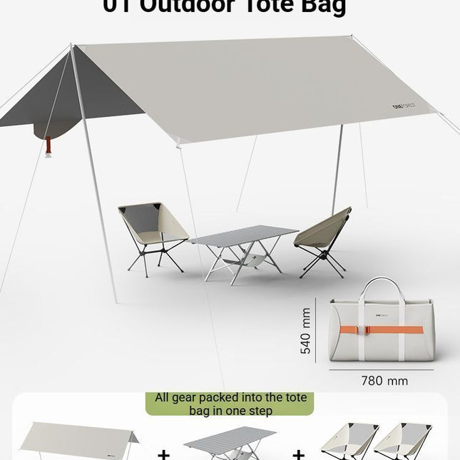 White Canopy Version-Canopy+Folding Table+2 Moon Chairs
