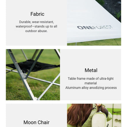 White Canopy Version-Canopy+Folding Table+2 Moon Chairs