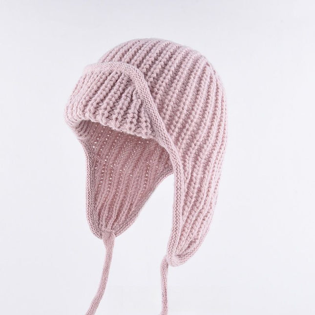Women Plain Aviator Hat with Earflaps Pink V1221-WOMEN-PLAIN-AVIATOR-HAT-WITH-EARFLAPS-PINK