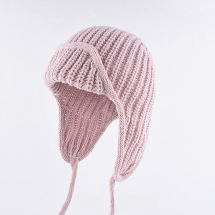Women Plain Aviator Hat with Earflaps Purple