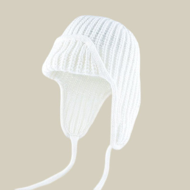Women Plain Aviator Hat with Earflaps White V1221-WOMEN-PLAIN-AVIATOR-HAT-WITH-EARFLAPS-WHITE