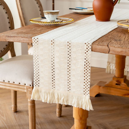 2-Pack Table Runner, Beige Linen Texture