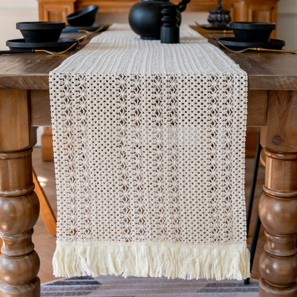 2-Pack Table Runner, Beige Striped Texture