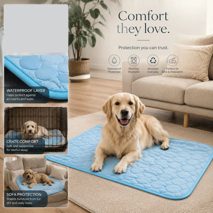 2pcs Blue Ice Silk Pet Pad, Size S (50×40cm)
