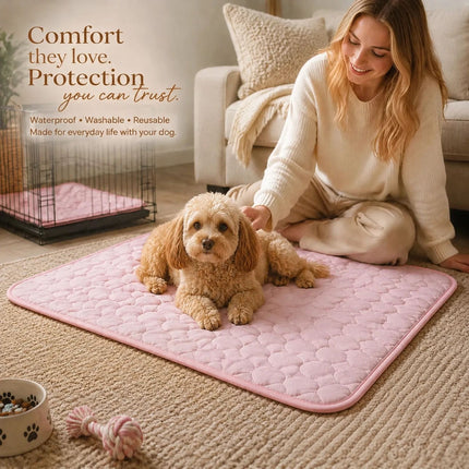 2pcs Pink Ice Silk Pet Pad, Size M (60×50cm)