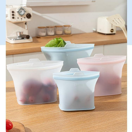 3 Pack Food-Grade Silicone Food Storage Bags, Light Pink, 1000ml