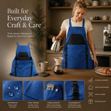 2pcs Thick Canvas Apron (Blue)