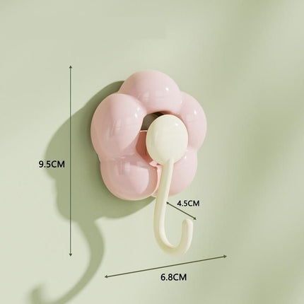 3pcs Flower Suction Cup No Trace Hooks, Cherry Blossom Pink