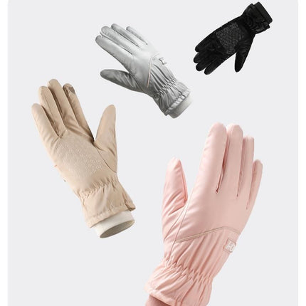 2 Pairs Thermal Gloves,Fleece Lined Lace - Light Pink
