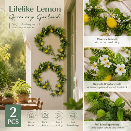 Shiny Lemon Water Grass Vine Foam Fruit Garden Decor 2 Pack