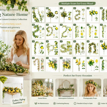 Style C Lemon Vine Hanging Ornament Patio Door Decor 2 Pack