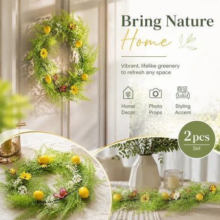 1.75m Spring Lemon Hanging Vine Home Decor Pack of 2