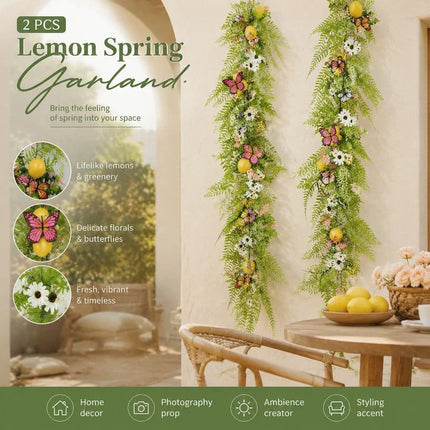 2m Long Spring Artificial Lemon Vine Window Styling Set of 2