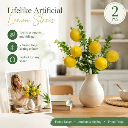 Style B 5 Fork Lemon Bouquet Tabletop Floral Decor Set of 2