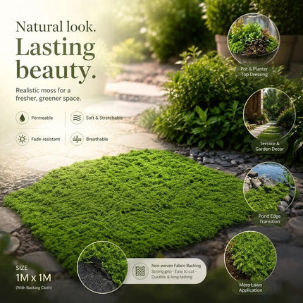 Light Green Preserved Moss Sheet With Fabric Backing 1mè„³1m Patio Decor