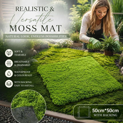 Light Green Preserved String Moss Mat Fabric Backing 50è„³50cm Table Decor