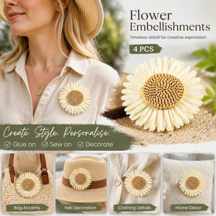Cream White Boho Artificial Sunflower Daisy Garment Bag Accessory 4