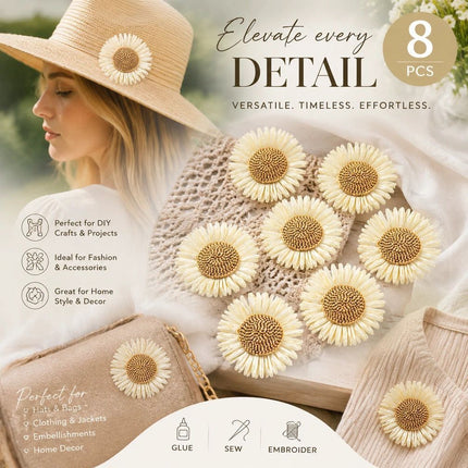 Cream White Boho Artificial Sunflower Daisy Garment Bag Accessory 8