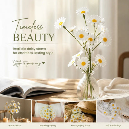 Coastal Aussie Style Artificial Chamomile Daisy, Bring Soft Countryside Vibe To Your Home 20 pcs