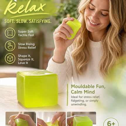 Fresh Green Ice Cube Squishy 5cm, Garden Calm Sensory Toy
