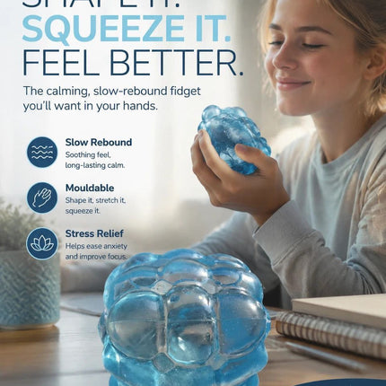 Blocky Blue Cube Ice Squishy 5cm, Focus & Relax Aussie Pastime