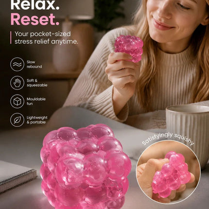 Soft Pink Cube Ice Squishy 5cm, Cozy Indoor Stress Relief