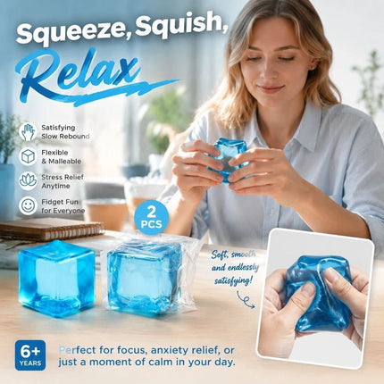 Crisp Blue Ice Cube Squishy 5cm 2 Pack