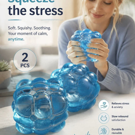 Blocky Blue Cube Ice Squishy 5cm 2 Pack, Dual Focus Relax Toy Pack