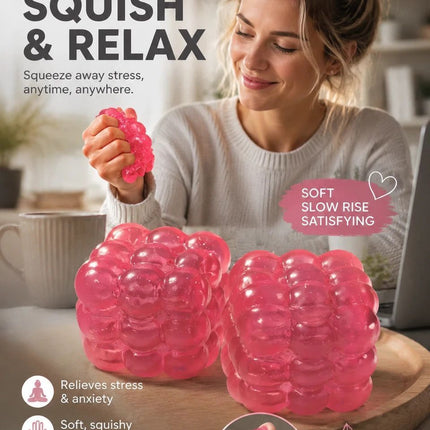Soft Pink Cube Ice Squishy 5cm 2 Pack, Cozy Indoor Stress Relief Pair