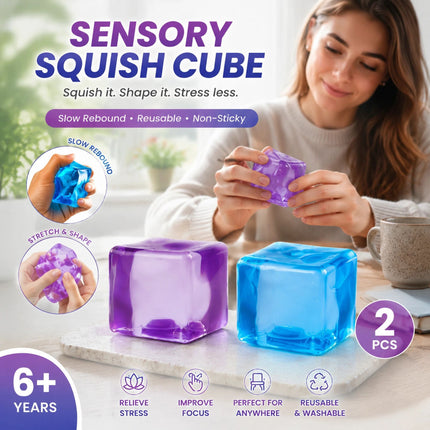 Mixed Purple & Blue Ice Cube Squishy 5cm 2 Pack