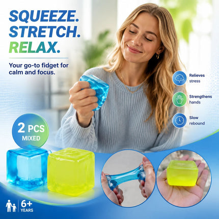 Mixed Blue & Green Ice Cube Squishy 5cm 2 Pack