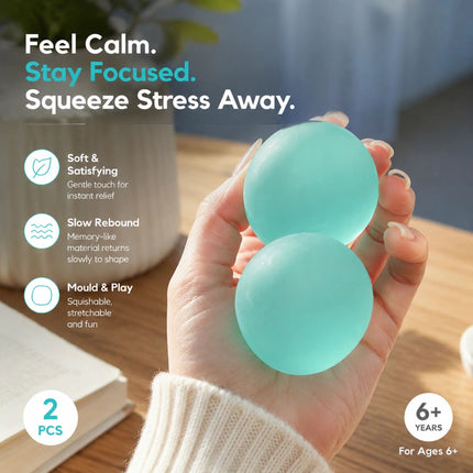 Dreamy Blue Squishy Ball, Lightweight Chill Sensory Toy 6cm 2 Pack