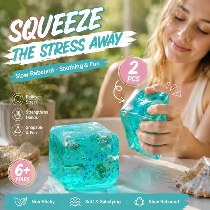 Mini Ice Cube Seashell Squishy, Pocket Size Slow Rebound Relax Toy 4.5cm 2 Pack