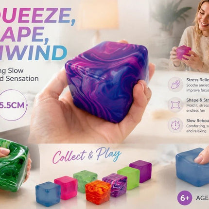 Earthy Muted Solid Green + Solid Purple Ice Cube Squishy 2 Pack