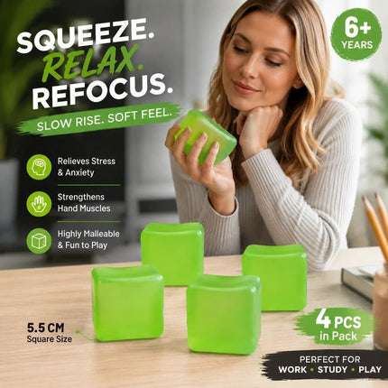 Refreshing 5.5cm Solid Green Ice Cube Squishy 4 Pack