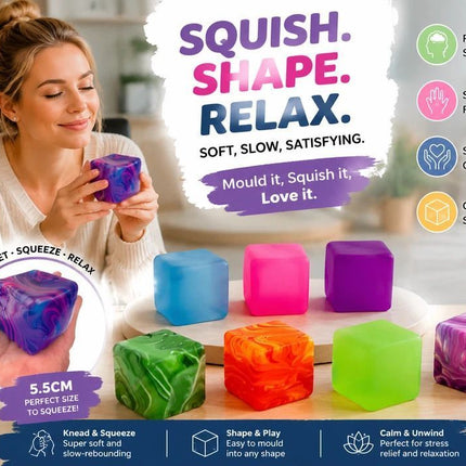 Cheerful 5.5cm Marbled Orange Ice Cube Squishy 4 Pack