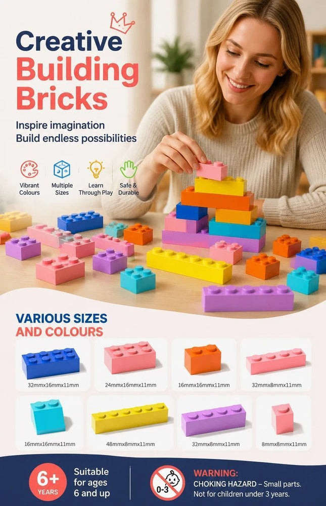 Portable Mini Building Blocks DIY Puzzle Toy, 200pcs Plain Bag Regular Colours (Separater & Instruction Included)