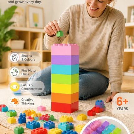 Gift-Worthy Mini Building Blocks DIY Puzzle Toy 2 Pack, 200pcs Color Box Pack (Separater & Instruction Included)