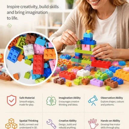 Gift-Worthy Mini Building Blocks DIY Puzzle Toy 2 Pack, 200pcs Color Box Pack (Separater & Instruction Included)