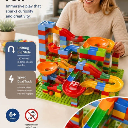 Imaginative Marble Run Building Blocks DIY Puzzle Toy, 89pcs Small Track (Colour Box Pack)