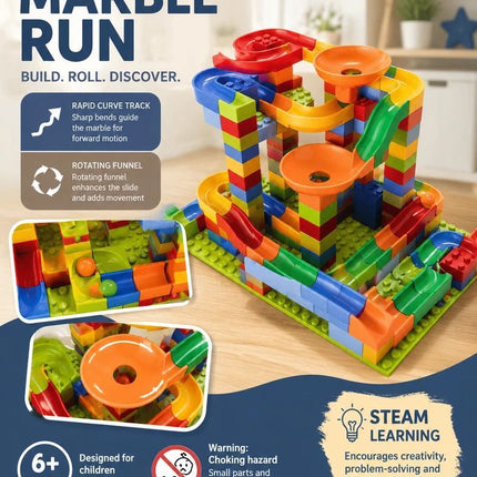 Imaginative Marble Run Building Blocks DIY Puzzle Toy, 89pcs Small Track (Colour Box Pack)