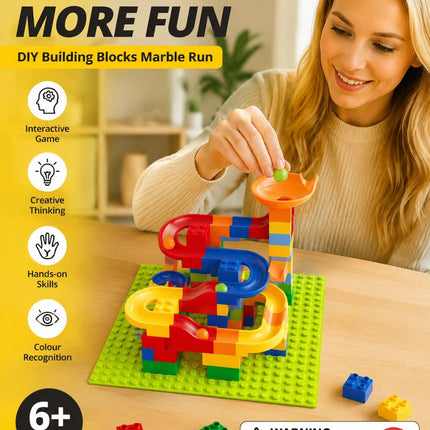Creative Marble Run Building Blocks DIY Puzzle Toy, 176pcs Small Track (Colour Box Pack)