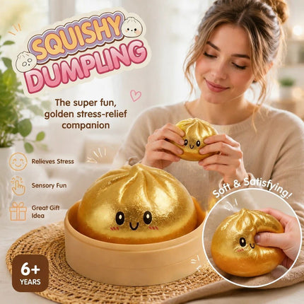 Stress Relief Giant Bun Squishy, Party Gift, Glitter Gold