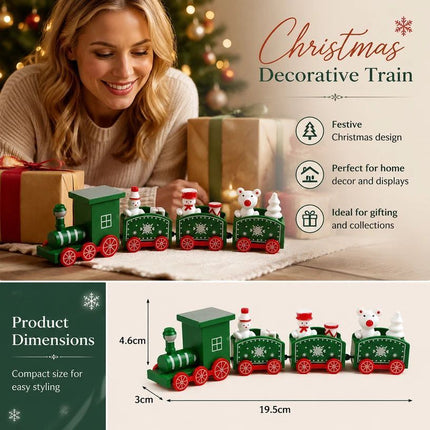Green & Red Christmas Train Ornament 2 Pack